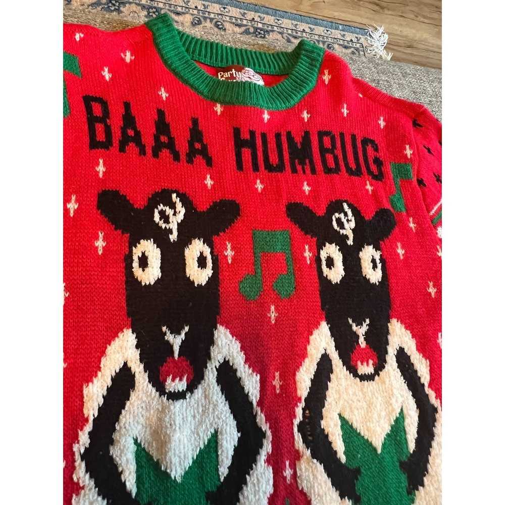 Vintage Party Sweater December 25th Bah Humbug Si… - image 3