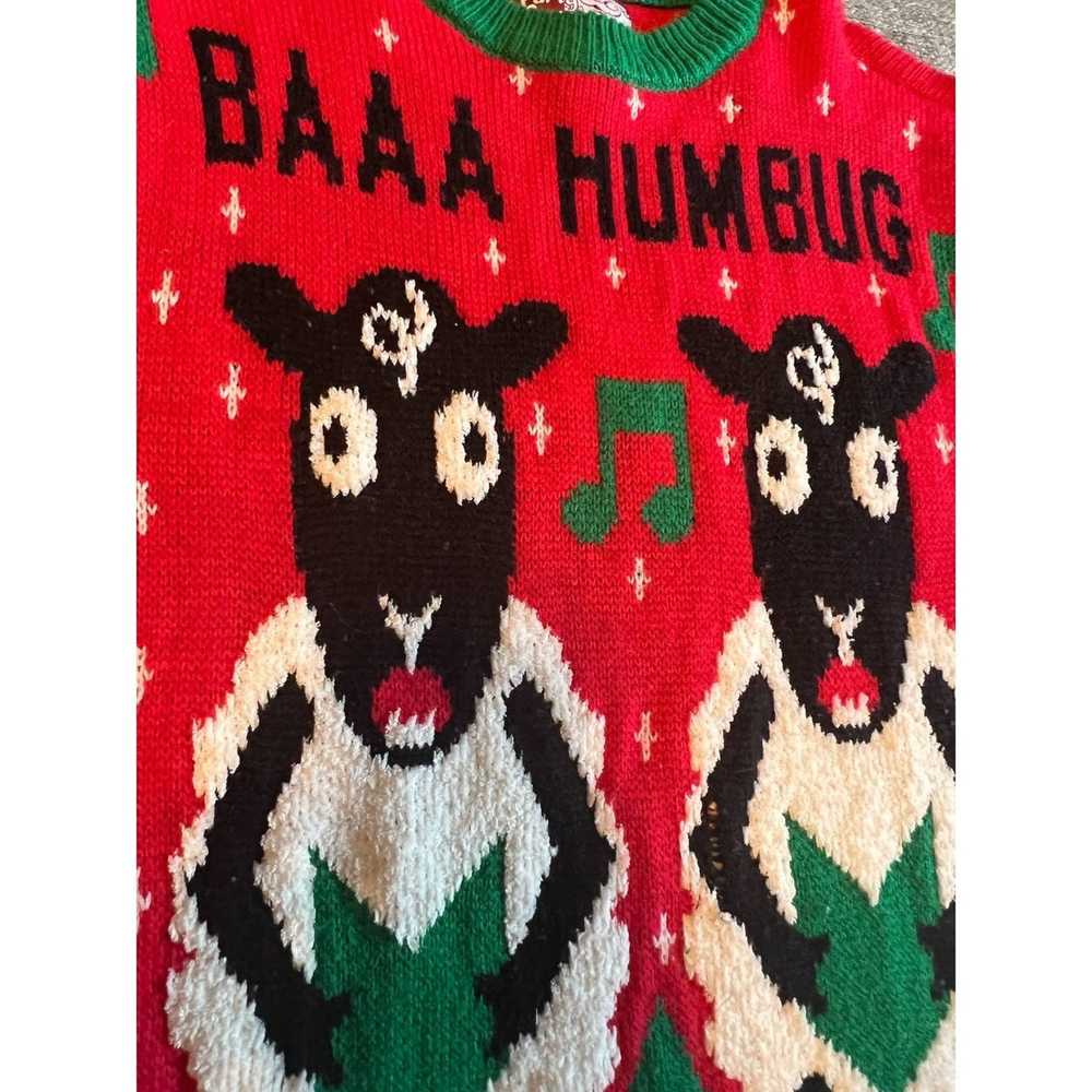 Vintage Party Sweater December 25th Bah Humbug Si… - image 4
