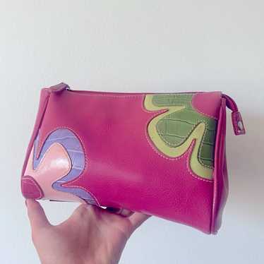 Other Y2K/90s Leather Funky Floral Design Clutch/C