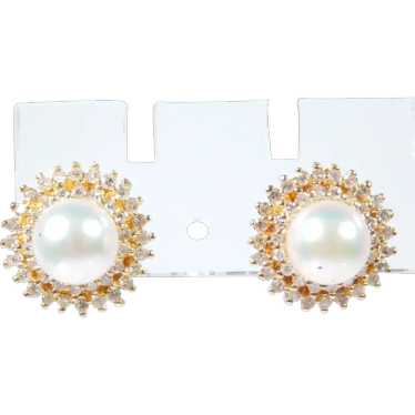 BN 9-1-23 Classy .21ctw Diamond & Pearl Stud Earri