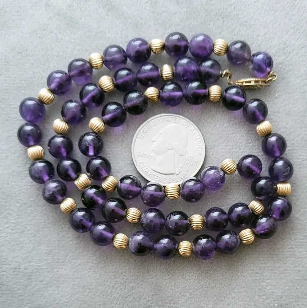 14k and Amethyst Bead Necklace Gorgeous Royal Pur… - image 4