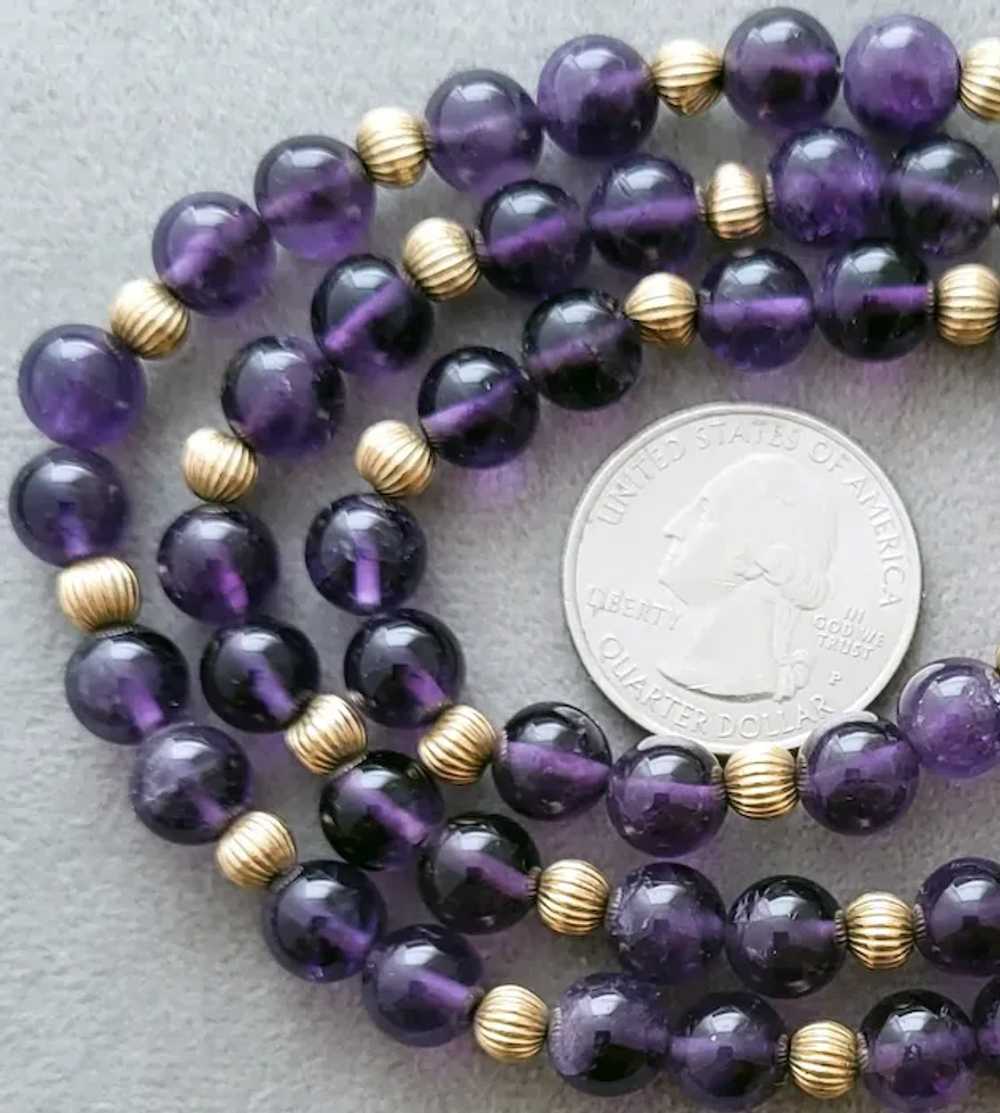 14k and Amethyst Bead Necklace Gorgeous Royal Pur… - image 5