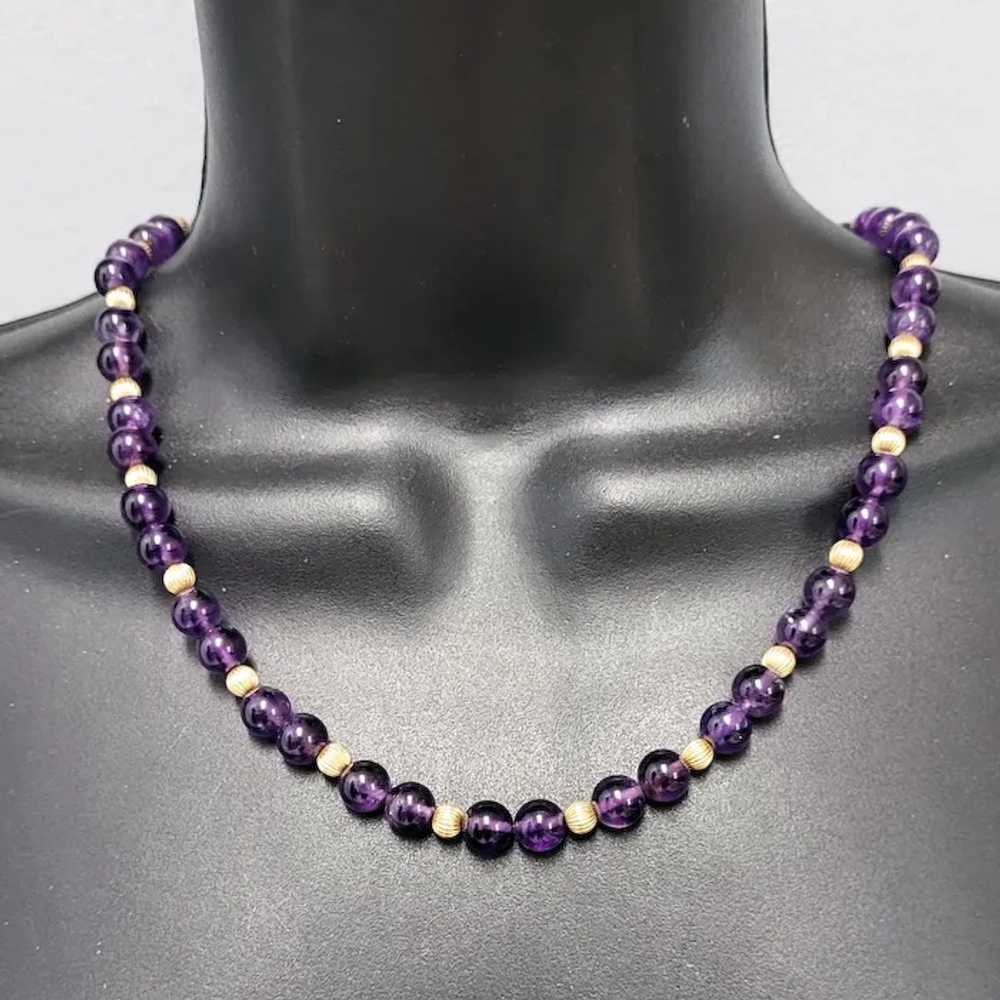 14k and Amethyst Bead Necklace Gorgeous Royal Pur… - image 6