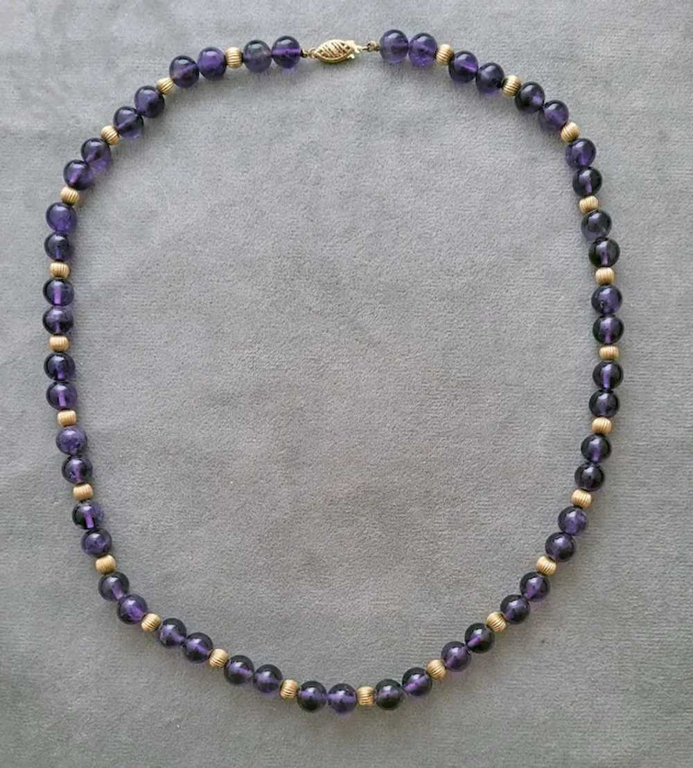 14k and Amethyst Bead Necklace Gorgeous Royal Pur… - image 7