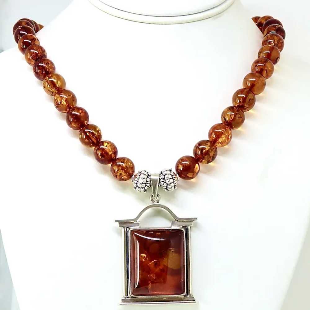 Baltic Amber and Silver Pendant and Baltic Amber … - image 4
