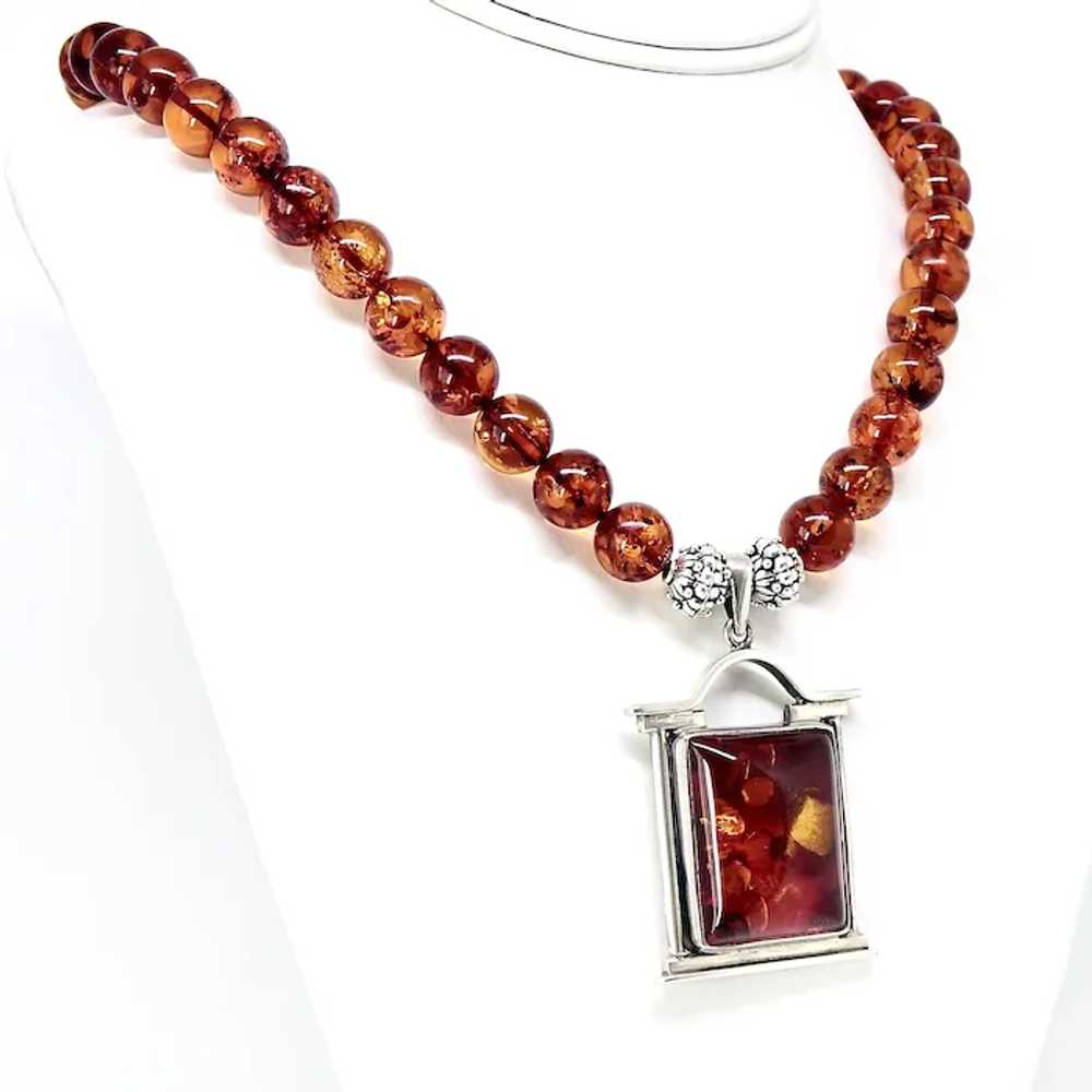 Baltic Amber and Silver Pendant and Baltic Amber … - image 6