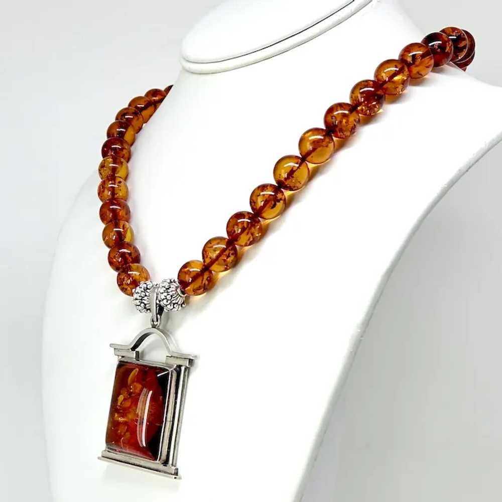 Baltic Amber and Silver Pendant and Baltic Amber … - image 7