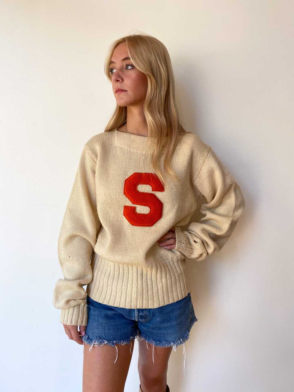 40's/50's Shaker Knit Syracuse Varsity Sweater—[M] - image 2