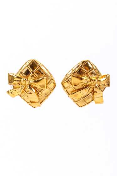 CHANEL Quilted Bow Earrings