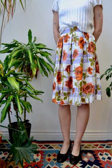 Sixties Cotton Floral Skirt - image 1