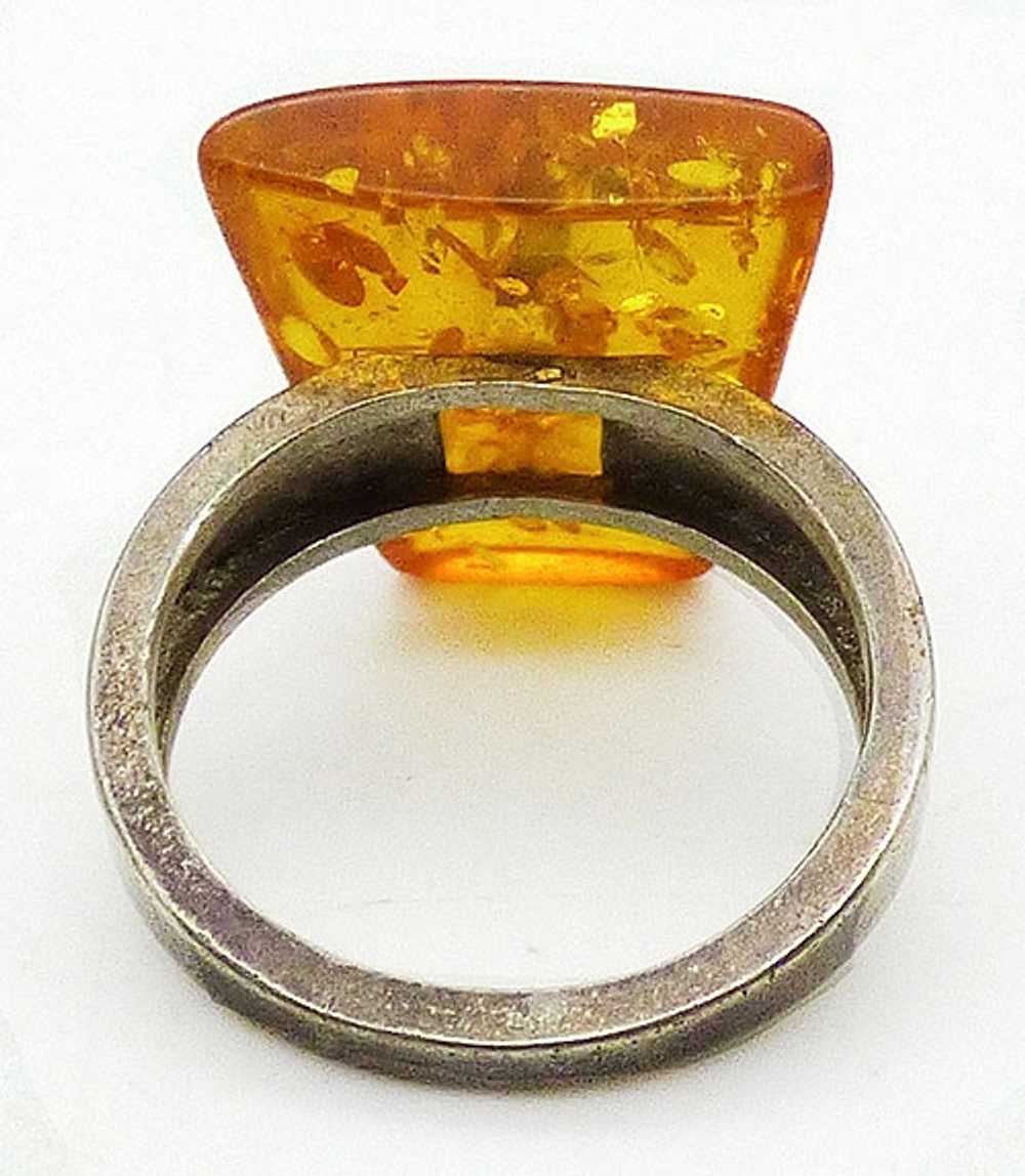 Sterling Baltic Amber Trapezoid Ring - image 3