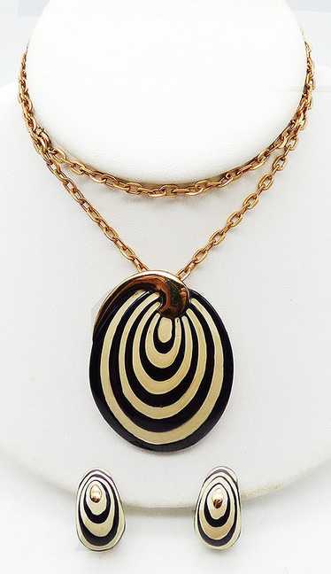 Eisenberg Black Cream Enamel Pendant Set