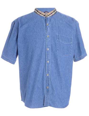 Nonnative Grandad-collar Denim Half-zip Shirt In Blue | ModeSens