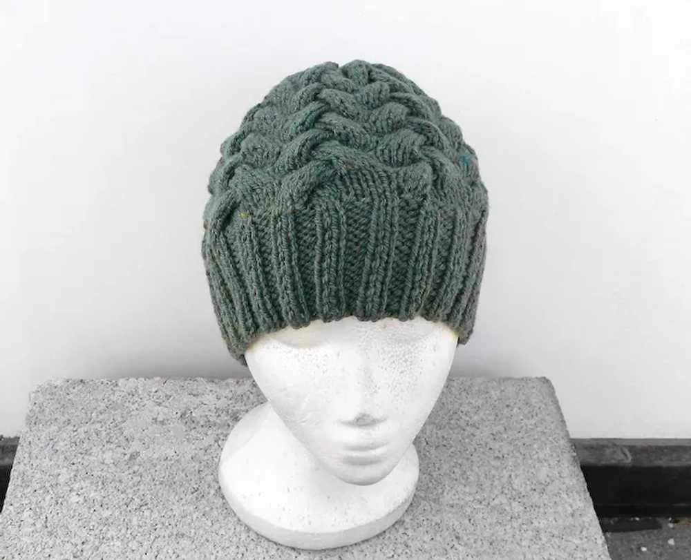 Free Shipping! Hand Knitted Chunky Braided Beanie… - image 2