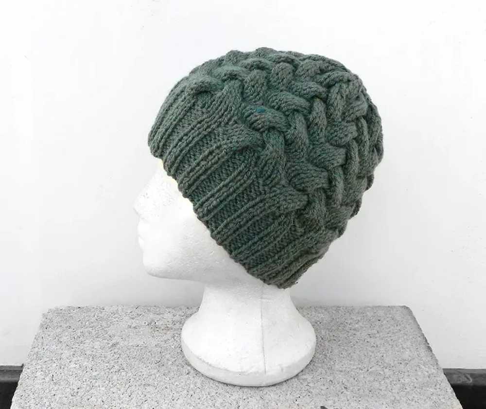 Free Shipping! Hand Knitted Chunky Braided Beanie… - image 3