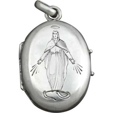 Vintage sterling silver engravable newest virgin mary miraculous medal slide pendant