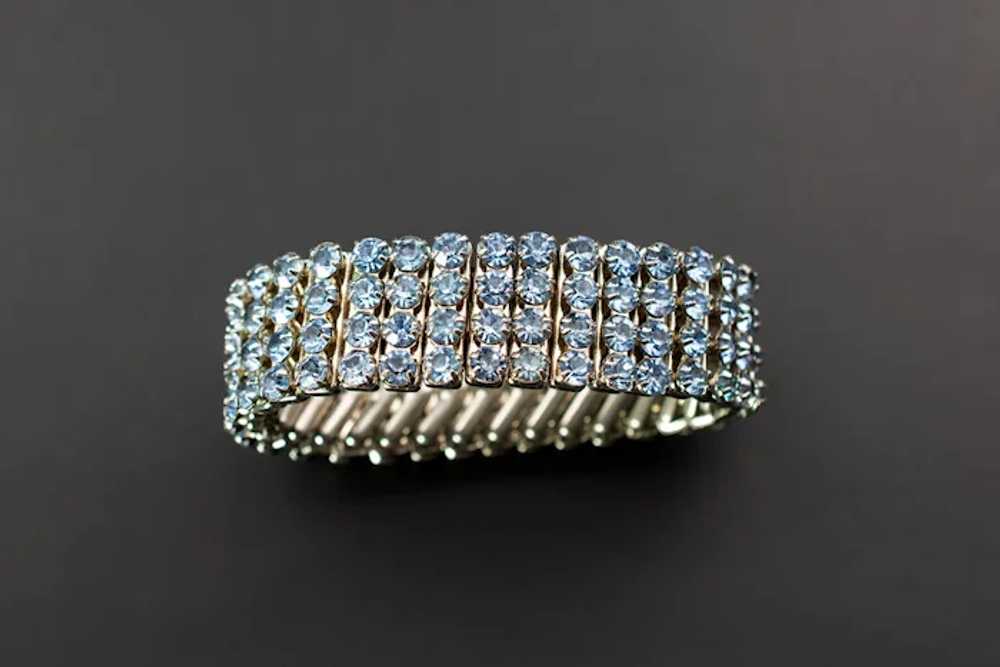 Blue crystal bracelet, wide rhinestone bangle - image 4