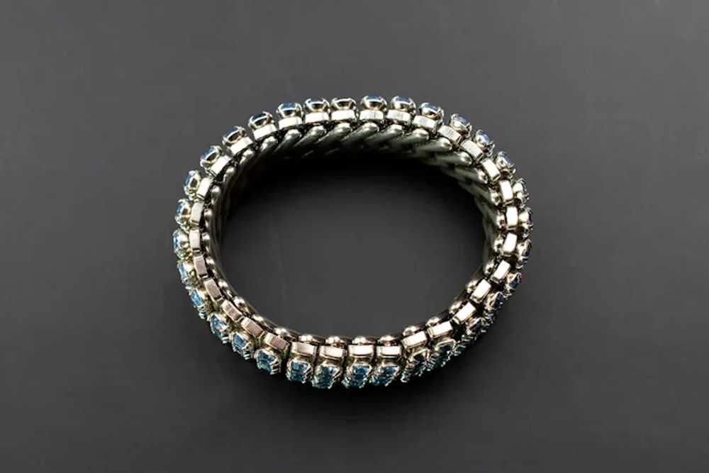 Blue crystal bracelet, wide rhinestone bangle - image 8