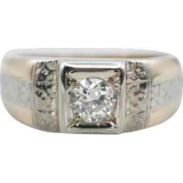 Vintage Floral European Cut Diamond Ring