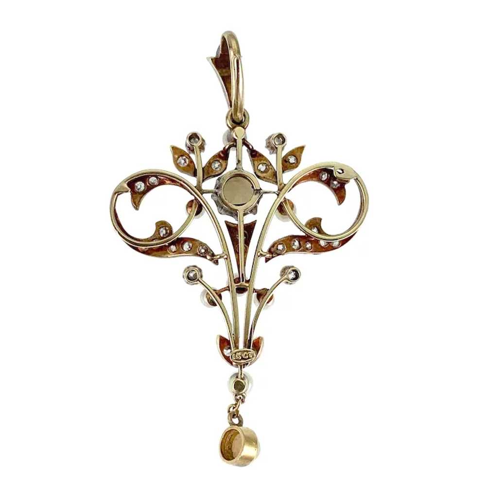 Antique Art Nouveau 18K & Pearl Pendant "AUBREY" - image 4