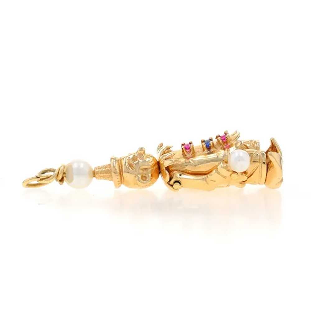 Yellow Gold Pearl Ruby Sapphire Circus Clown Char… - image 2