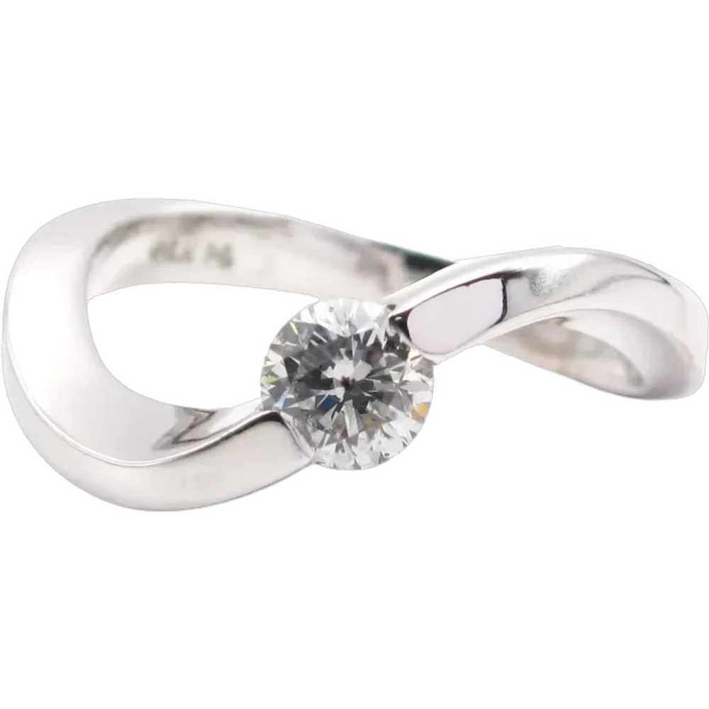 Modern Diamond Solitaire Wave Ring .33 carat 14k … - image 1