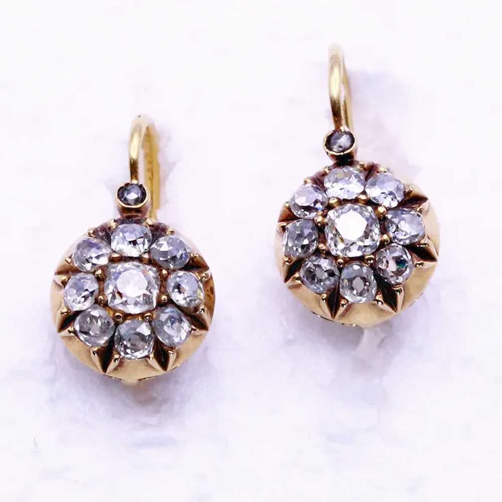 Antique Victorian earrings 18k Gold Diamonds Fren… - image 10