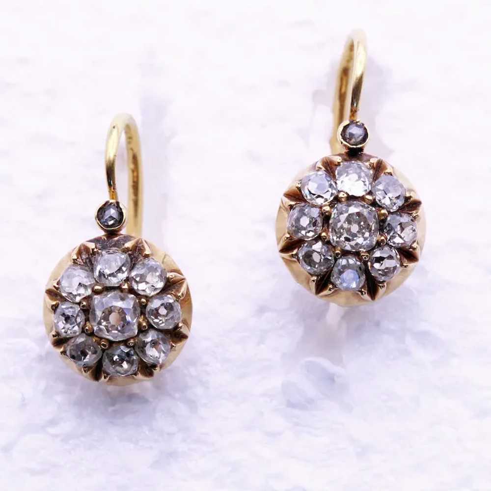 Antique Victorian earrings 18k Gold Diamonds Fren… - image 2