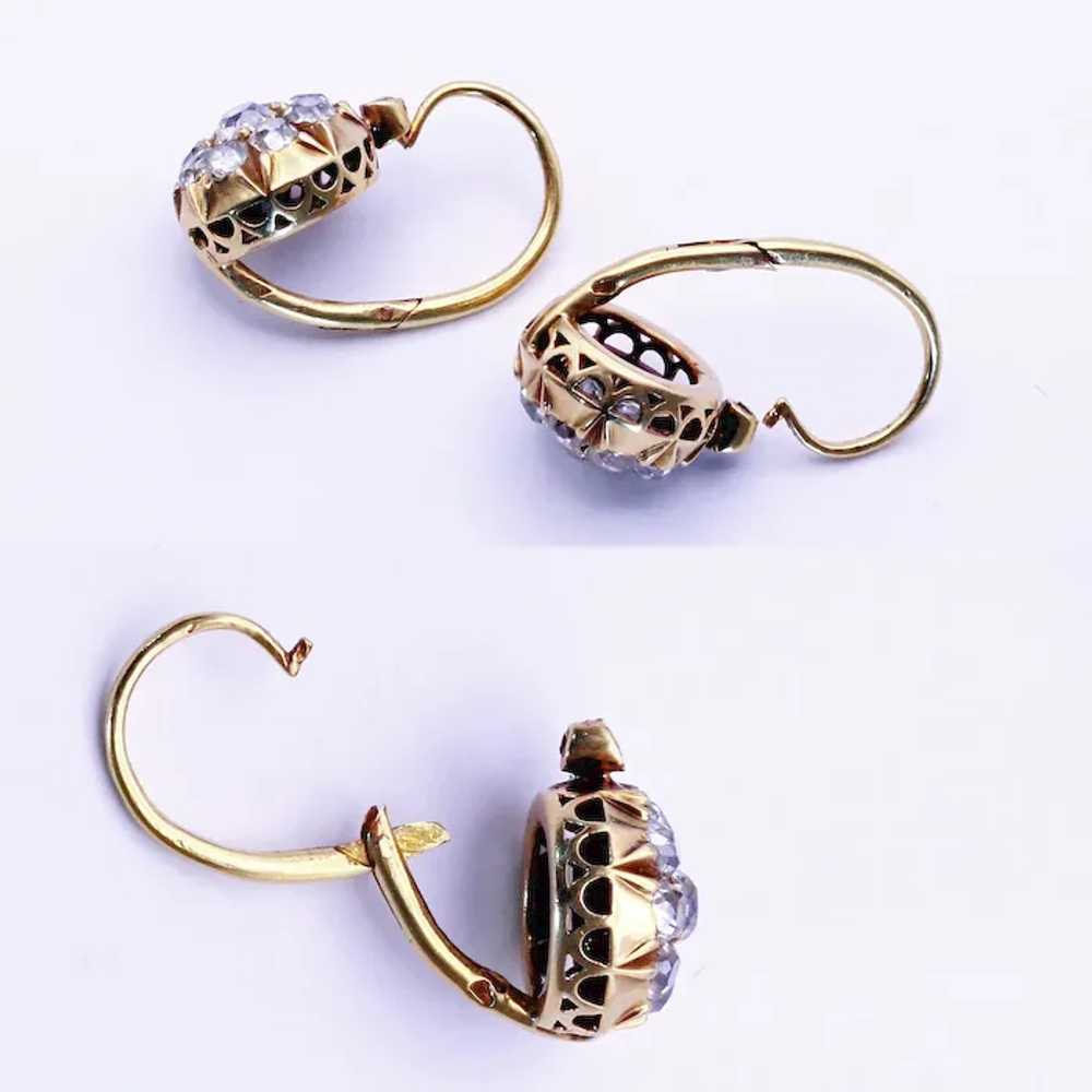 Antique Victorian earrings 18k Gold Diamonds Fren… - image 7