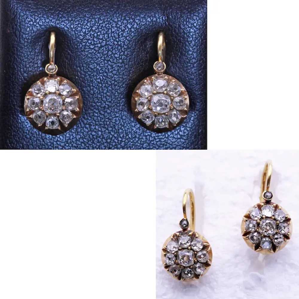 Antique Victorian earrings 18k Gold Diamonds Fren… - image 9