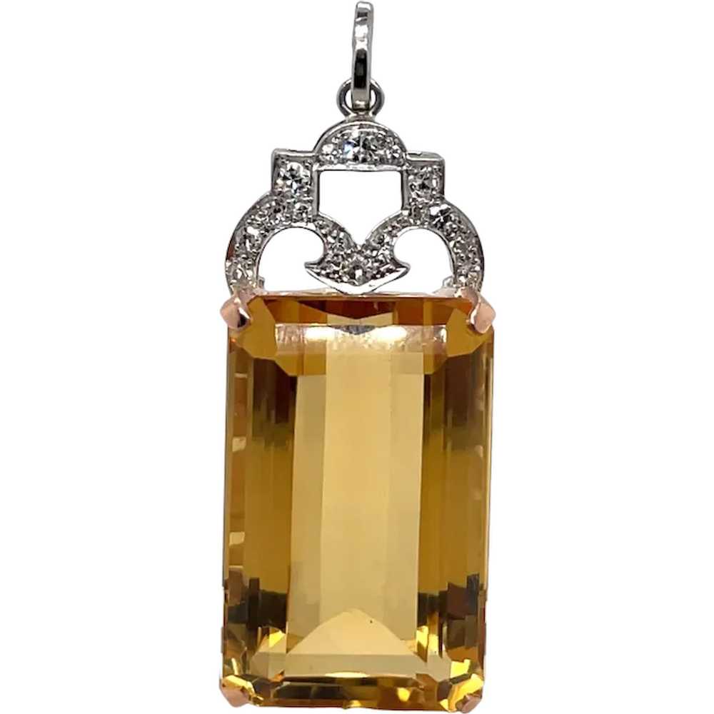 Platinum and Yellow  Gold Citrine Pendant - image 1