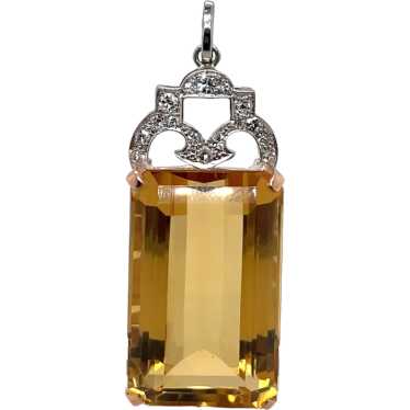 Platinum and Yellow  Gold Citrine Pendant - image 1