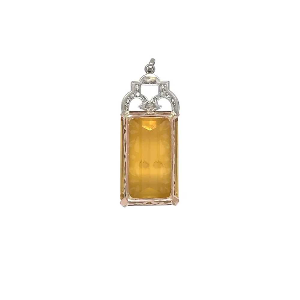 Platinum and Yellow  Gold Citrine Pendant - image 2