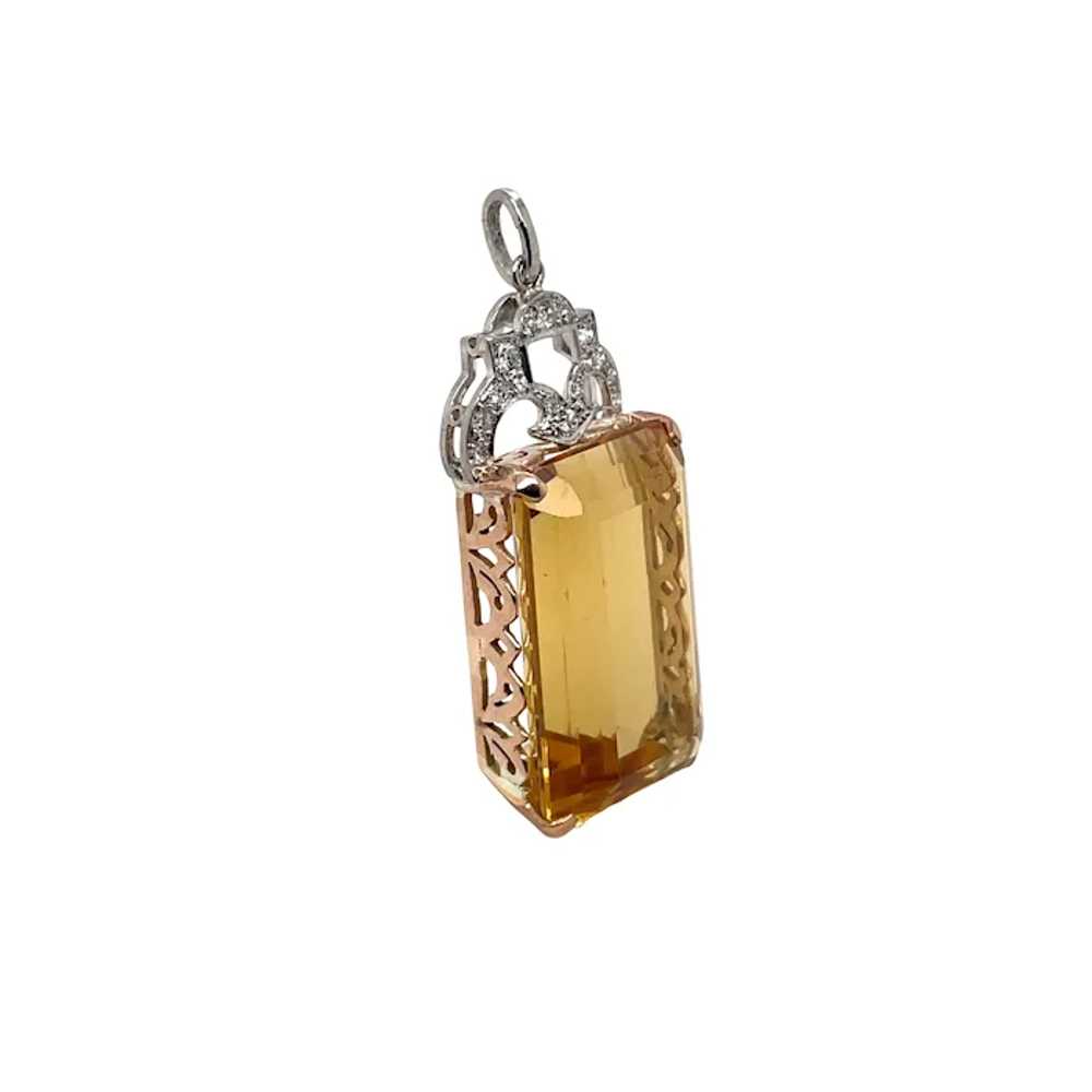 Platinum and Yellow  Gold Citrine Pendant - image 3