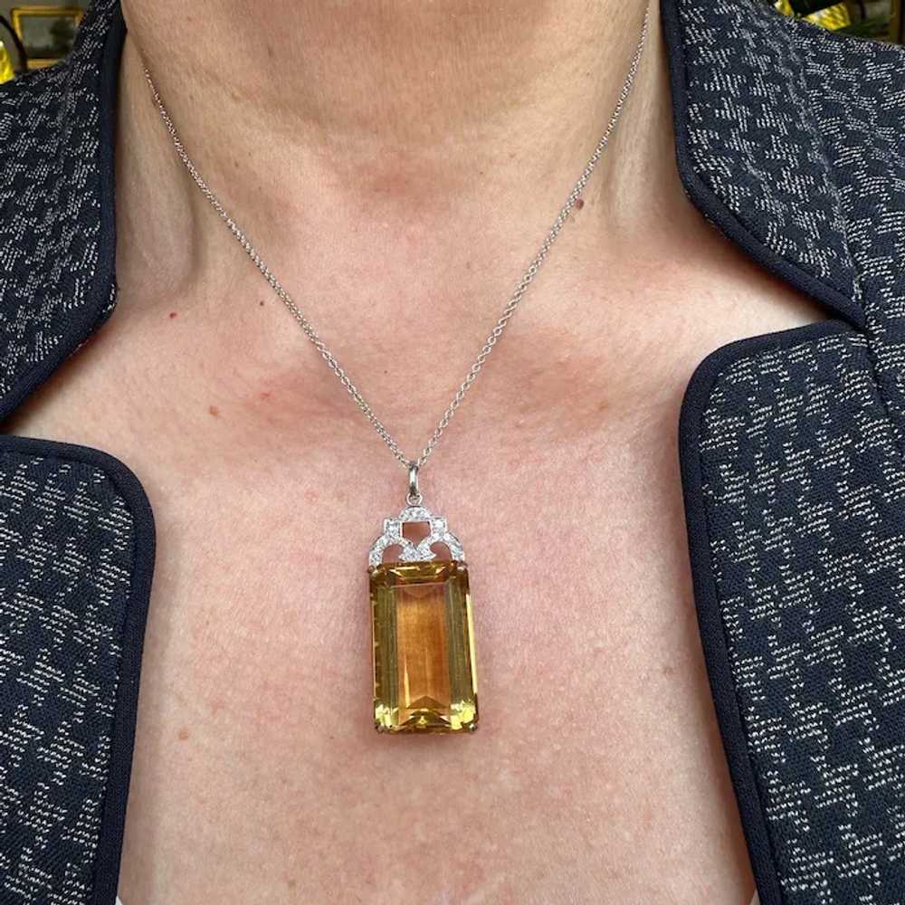 Platinum and Yellow  Gold Citrine Pendant - image 4