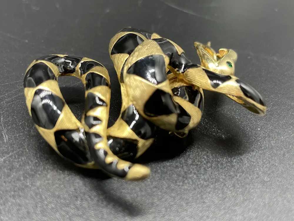 Signed E. (Erwin) Pearl enamel snake brooch - image 4