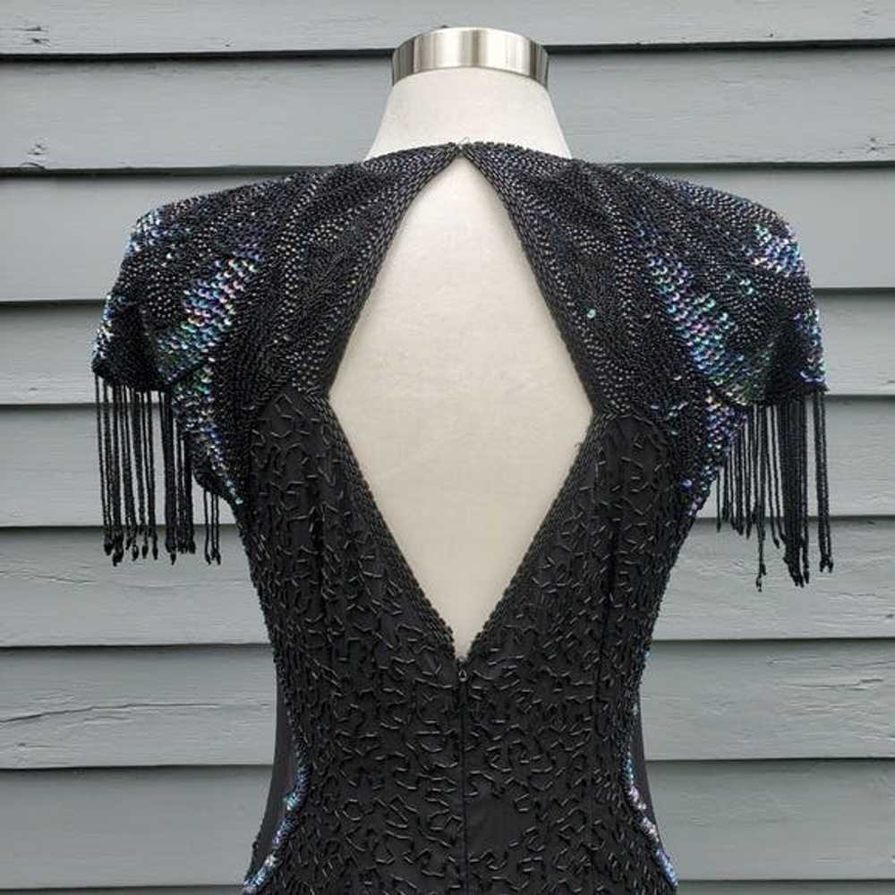 Vintage Vintage 90s y2k Black Silk Beaded Sequin … - image 7