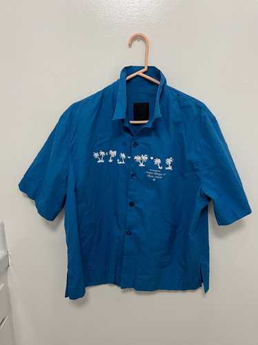 Givenchy x Josh Smith Ceramic Print Short Sleeve Button-Up Camp Shirt in  490-Blue/White