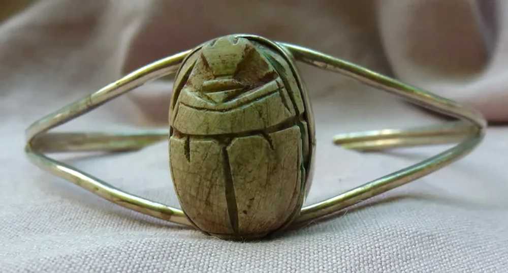 Sterling Mexico DASE Scarab Cuff Bracelet - image 2