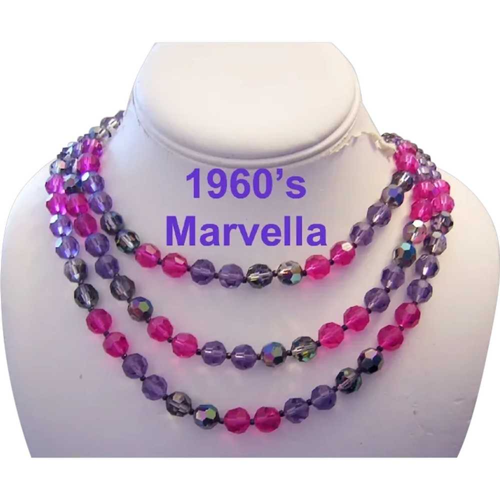 1960's MARVELLA 3 Strand Majestic Purple & MAGENT… - image 1