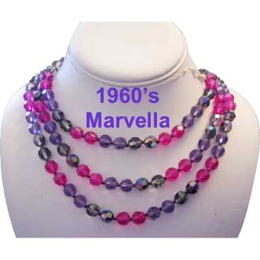 1960's MARVELLA 3 Strand Majestic Purple & MAGENT… - image 1