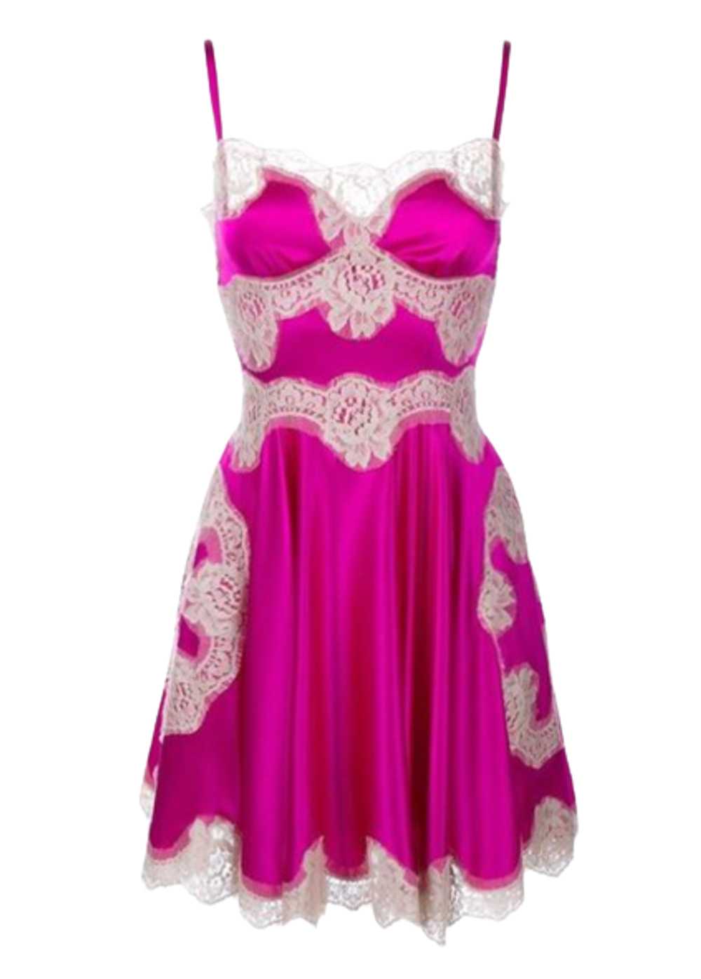 Dolce & Gabbana Pink Silk And Lace Slip Dress - image 1