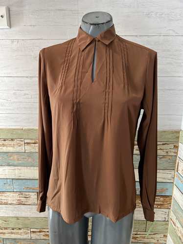 80’s Copper Brown Button up Blouse By J. G. Hook