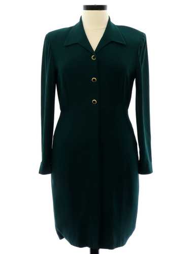 1990's Liz Claiborne Dark Green Dress