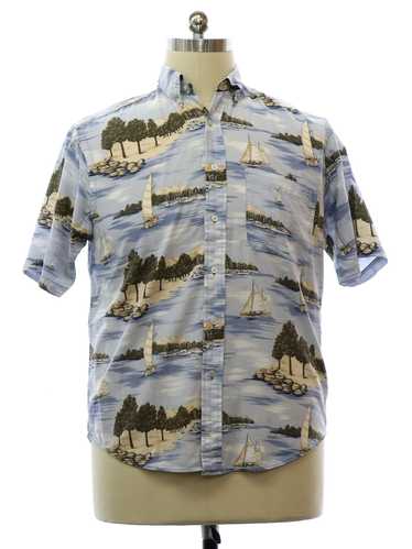 1990's Nautica Mens Rayon Sailboat Themed Shirt
