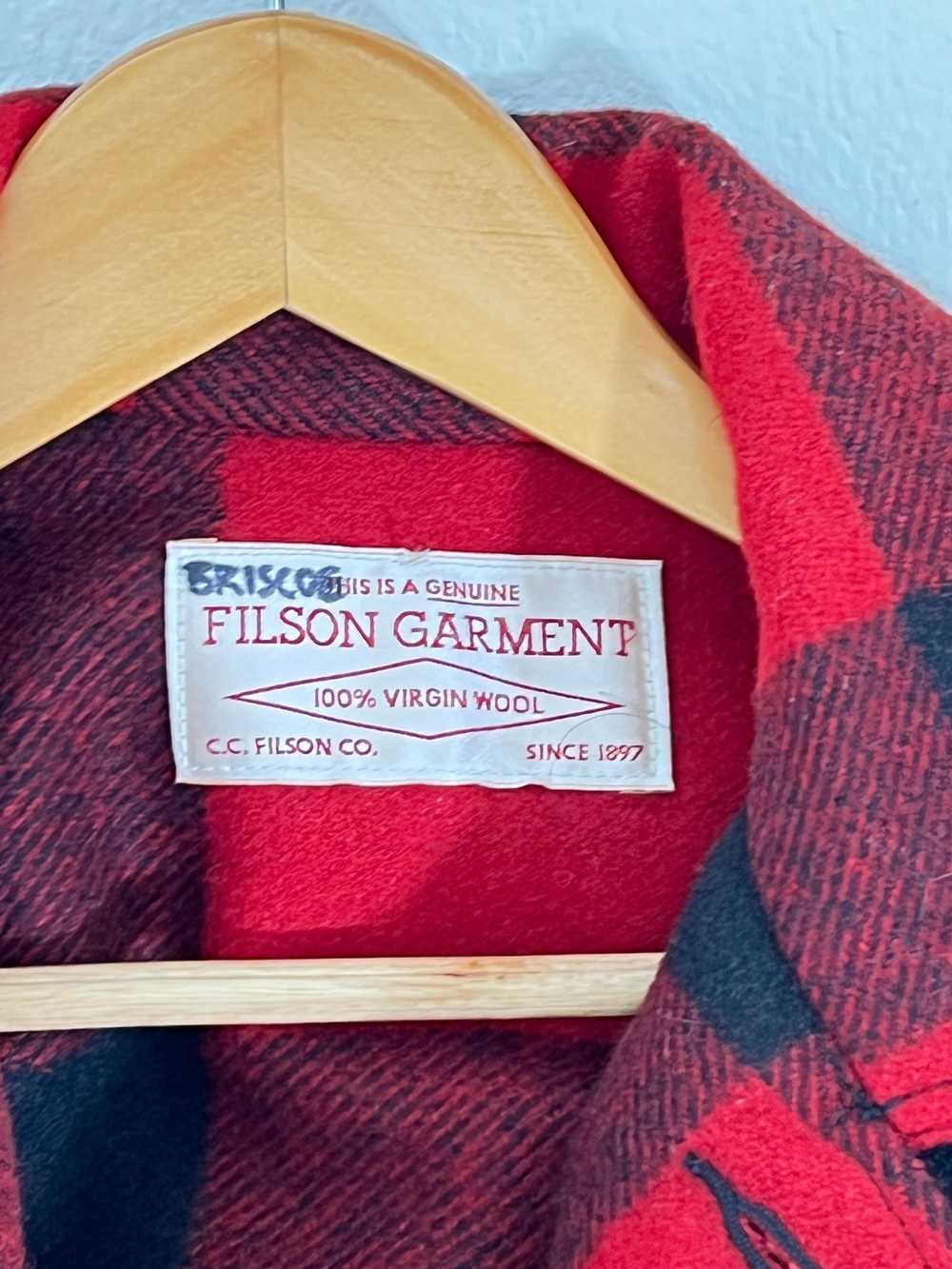 Filson Garments Red Flannel Button Up Coat Sz. XL - image 2