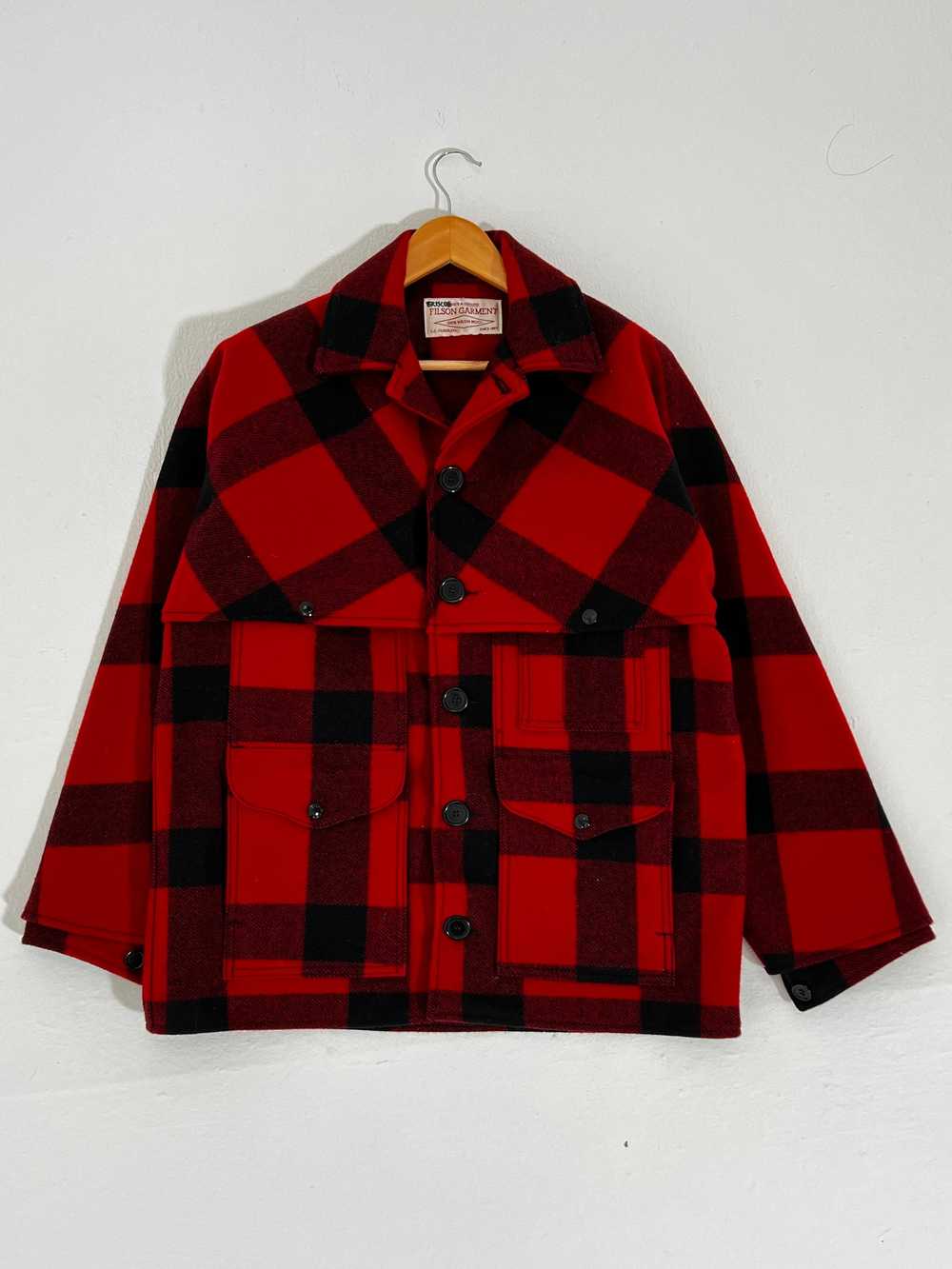 Filson Garments Red Flannel Button Up Coat Sz. XL - image 3