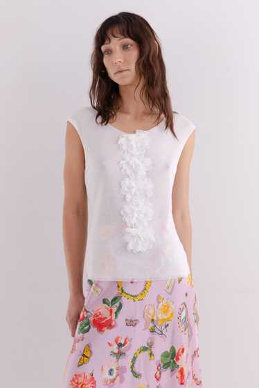 Vivienne Tam 90's sheer mesh 3D flowers top