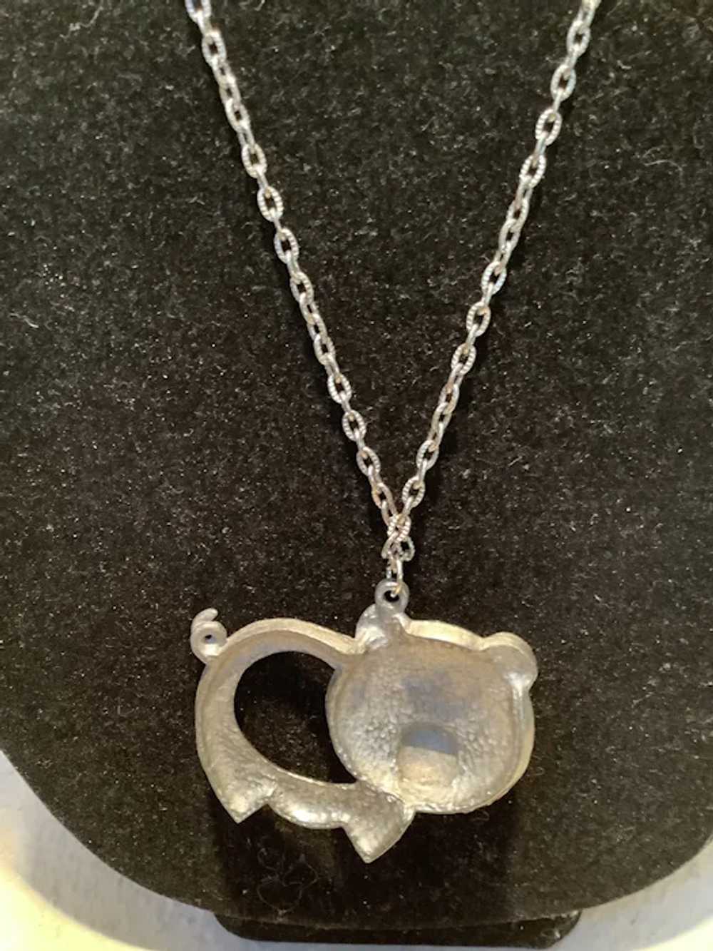 Pewter Pig Pendant on Silver Tone 24” Chain - image 4