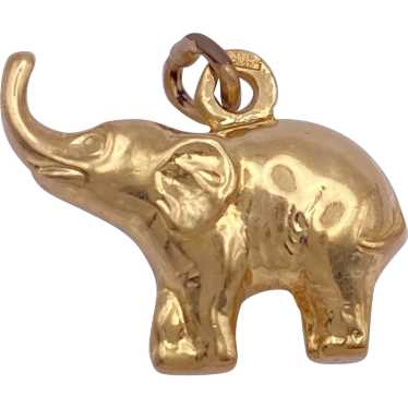 Small Lucky Elephant Vintage Charm 18K Gold Rever… - image 1